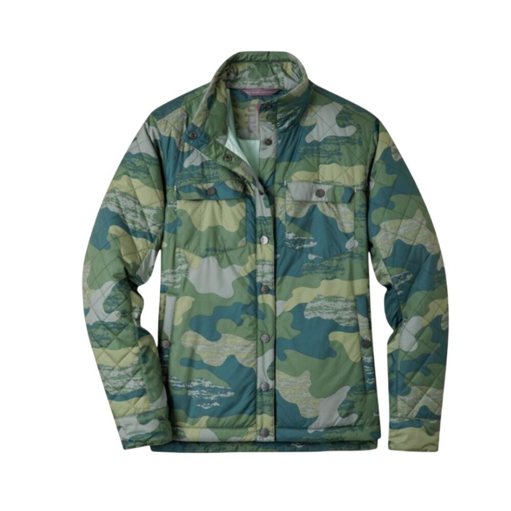 Stio Skycrest Insulated Shirt Jacket Womens Medium Green Snap Button Long Sleeve